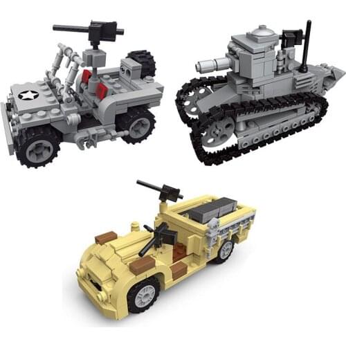 Military Series World War II long-range assault vehicle light tank off-road vehicle DIY Model Building Blocks Bricks Toys Gifts
