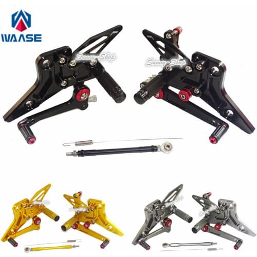 Waase CNC Aluminium Adjustable Rider Rear Sets Rearset Footrest Foot Rest Pegs Black For Kawasaki Z800 2013 2014 2015 2016