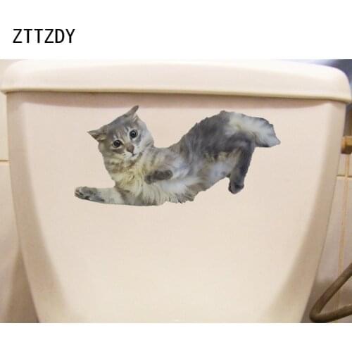 ZTTZDY 24.1*11.7CM Interesting Cat Living Room Home Decor Toilet Decal Wall Sticker T3-0277