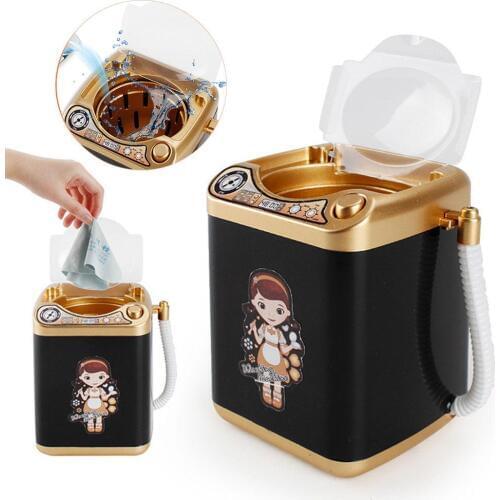 1pc 3 Colors Plastic Mini Washing Machine Makeup Cleaner Toy Electric Childrens Pretend Play Washing Machine Toy