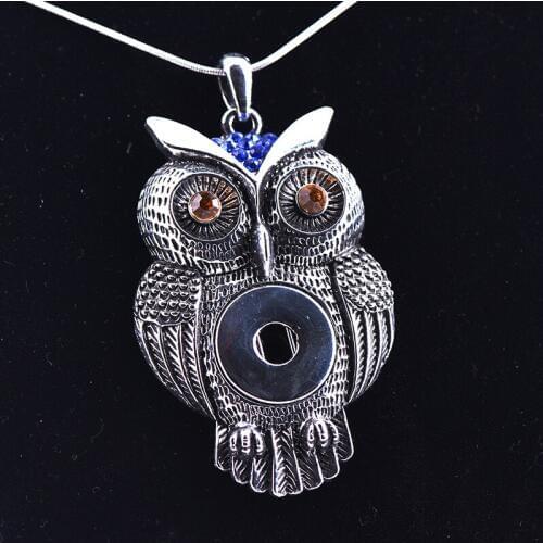 1pcs Owl Pendant Necklace 18mm Ginger Snap Button Vintage pendant charm jewelry without chain SP18-128