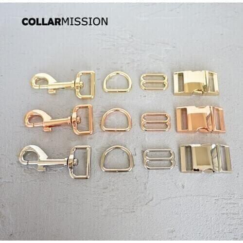 10pcs/lot (metal buckle+adjust buckle+D ring+metal dog clasp) DIY dog collar 25mm webbing sewing accessory plated buckle 4 kind