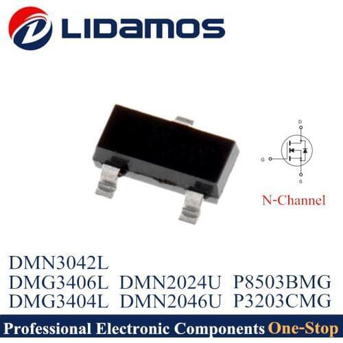 200PCS N-Channel 20V 30V DMG3404L DMG3406L DMN3042L DMN2024U DMN2046U P8503BMG P3203CMG SOT23 Made in China High quality Mosfets