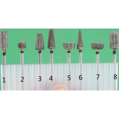 Free Shipping 2.35mm Diameter Shank Sintered Diamond grinding burs 8pcs/set for grinding jade, stone, marble glass