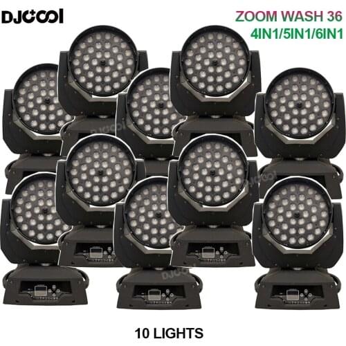 Free Duty 10pcs/lot LED Zoom Wash 36x10w RGBW 4in1 Moving Head Light Stage Lyre Wash Zoom 36/15w RGBWAUV 6in1 Stage Lights DJ