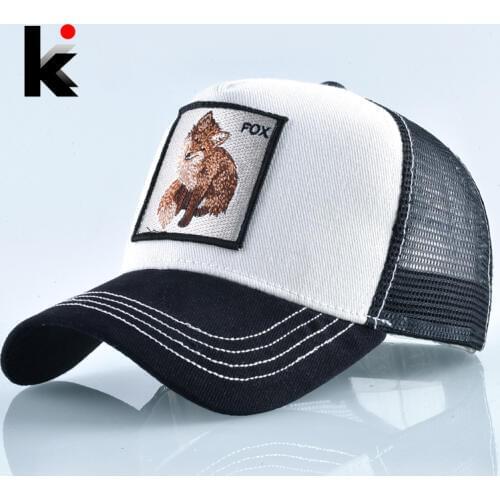 Snapback Fox Embroidery Patch Baseball Cap Women Fashion Breathable Mesh Trucker Hats For Women Unisex Hip Hop Bone Casquette