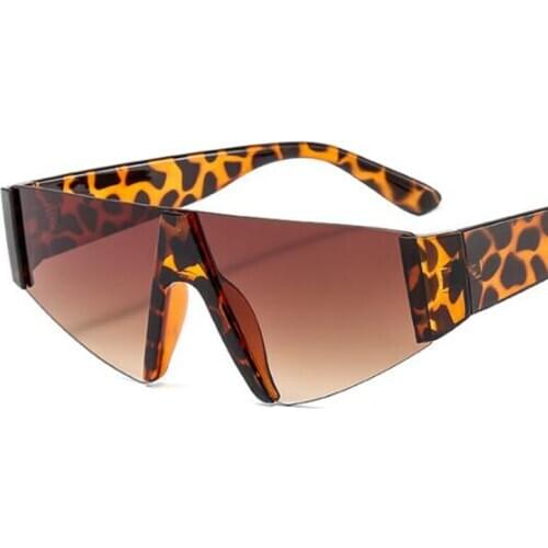 Oversized Gradient Sunglasses For Ladies Vintage Steampunk Leopard Shades Large Semi Rimless Sun Glasses Men lentes de sol