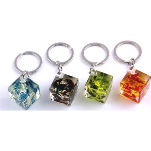 Resin keychain color small key chain square ladies jewelry accessories decorative pendant