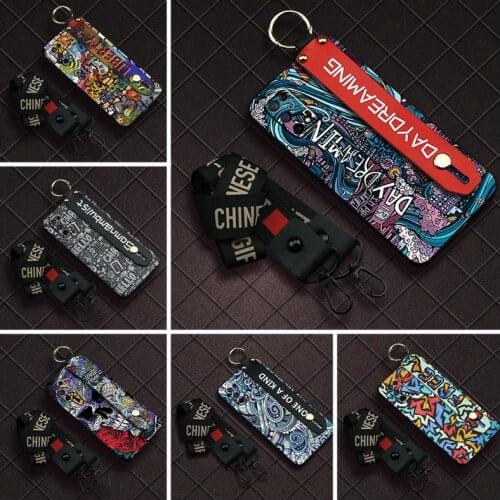 Cute Graffiti Phone Case For OPPO Realme V5/Realme7 5G Waterproof Phone Holder Wristband Anti-dust