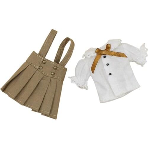 DBS middie doll white shirt brown skirt umpsuits campus suit uinform clothes 20cm 1/8 toy gift
