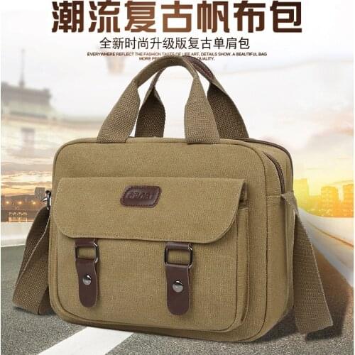 New Business Korean Mens Casual Shoulder Bag Messenger Bag Canvas Bag Handbag Work Bag Briefcase Handbag Top-Handle Bags