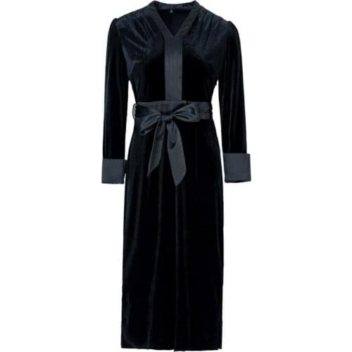 Elegant Trendy Black Dress Vestidos Luxurious Robe Splicing Split Sashes Plus Size Dress Women Spring Fall Autumn Office Dress