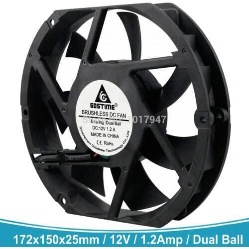 Gdstime 172mm 17225 DC 12V 172x150x25mm Ball Bearing Server Inverter Cooling Fan