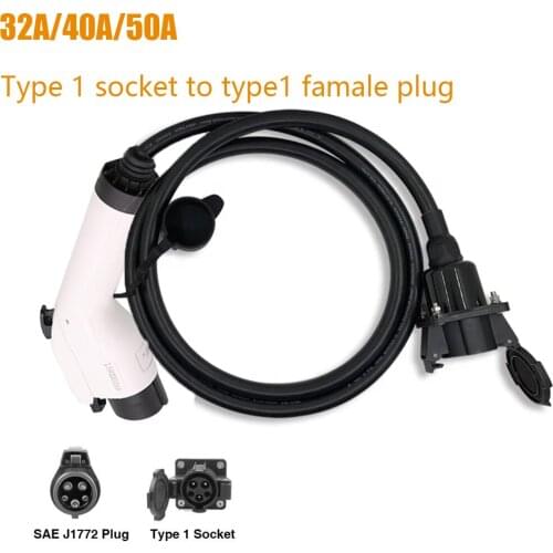 EV Charger Cable Type 1 Socket To Type 1 Female Plug Electric Vehicle Car Charging Station Cord 50A Extension Cable 5M SAE J1772