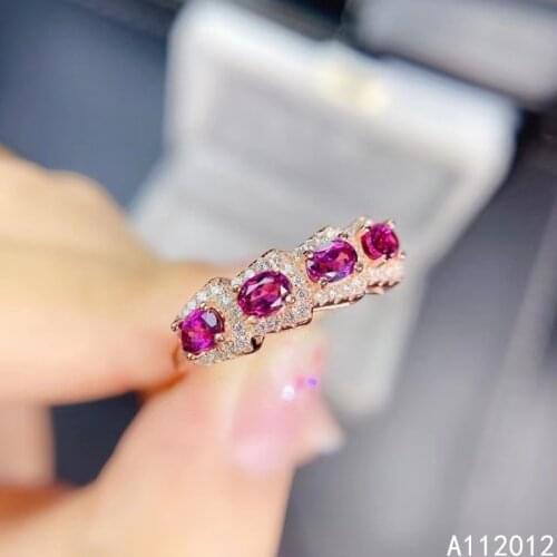 KJJEAXCMY fine jewelry S925 sterling silver inlaid natural gemstone Garnet new girl trendy ring support test Chinese style
