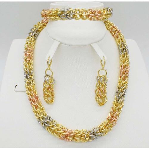 Dubai gold bear Collar Jewelry Set For Women Necklace Earrings Bracelet Set Multilayer Chokers For Party Jewelry Findings
