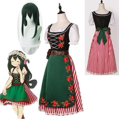 My Hero Academia Tsuyu Asui Cosplay Costume Lolita Dress Boku No Hero Academia Halloween Cosplay Costumes Custom made Free Ship