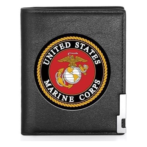 United States Marine Corps Wallet Leather Purse Men Women Credit Card Holder Short Male Slim Coin Money Bags