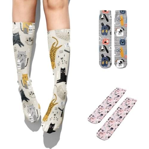 Kawaii Cartoon Cat Cotton Socks For Women Female High Ankle Fall Funny Casual Women Socks Cute Mini Cat Comfortable Cotton Socks