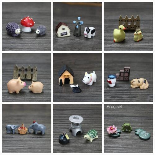 Mini animals 3pcs/set Micro beach landscape fairy garden decoration material resin Toys miniatures/terrariums DIY accessories