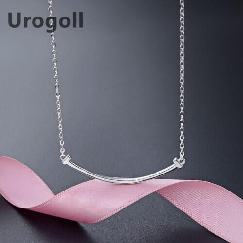 Fashion Necklace Women Pure 925 Sterling Silver Necklaces Glossy Smile Pendant Chain Necklaces Chain Jewelry Accessory For Girl