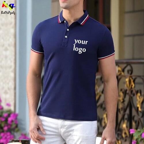 Customized/DIY LOGO POLO Printed Logo Picture Text Team Name Mens and Womens High Quality Short Sleeve Top