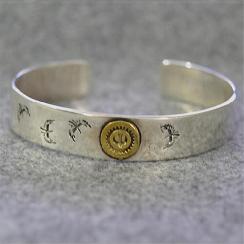 Solid Pure Sterling Silver 925 Mens Cuff Bracelet Bangles Gothic Indian Style Wide Thick Band Thai Silver Bracelet Men Jewelry