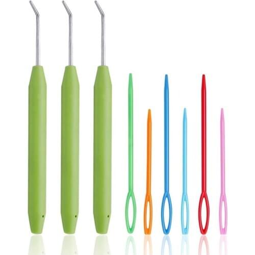 MIUSIE 3 Sets Crochet Hook Set Knitting Loom Hook 6 Pcs Plastic Sewing Needles for Knifty Knitter Knitting Loom Hook