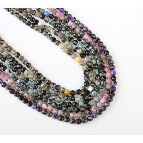 Small Faceted Beads Stone Natural Crazy Agate Loose Beads Semi-precious Stones DIY Jewelry Fahsion Necklace Bracelet Beads 3mm