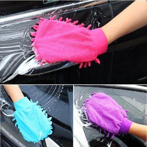 1 pcs Chenille microfiber single-sided car wipe gloves cleaning cloth coral car wash tools