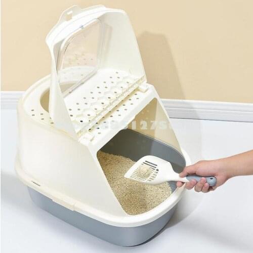 Clamshell cat litter box, large splash-proof cat toilet, fully enclosed deodorant cat poop pot, deodorant litter box