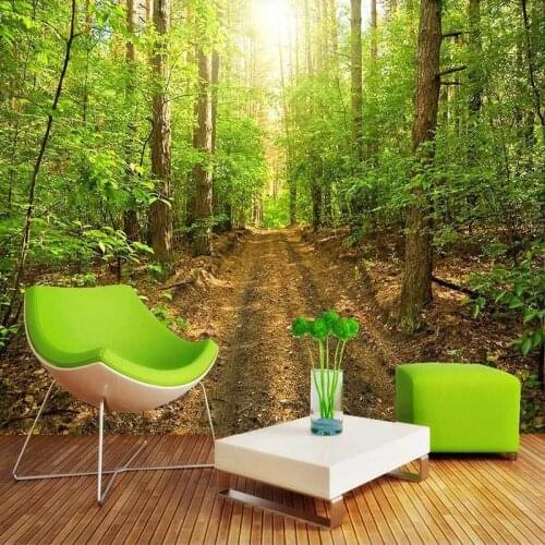 Custom Any Size Mural Wallpaper 3D Green Forest Landscape Fresco Living Room TV Sofa Bedroom Backdrop Wall Decor Papel De Parede