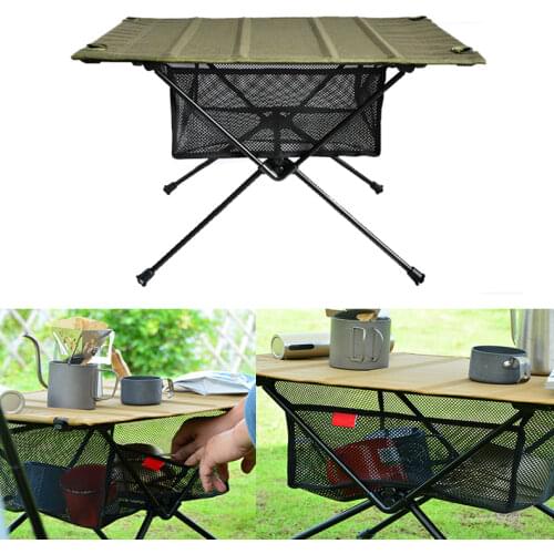 Portable Folding Table Storage Net Shelf Bag Stuff Mesh For Picnic Outdoor Camping Barbecue Kitchen Folding Table Rack Hanging