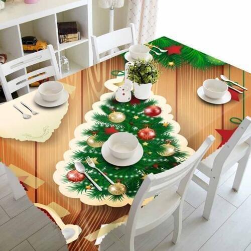 Christmas Tablecloth Polyester Dustproof Table Cover Party Decor Cloth Table Overlay Home Christmas Table Decoration