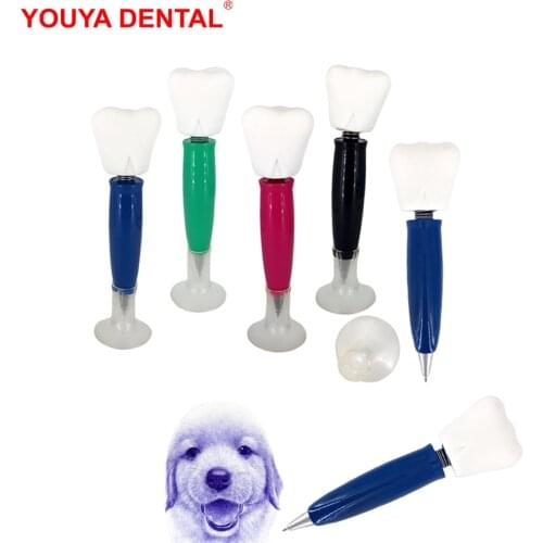 Tooth Shape Ballpoint Pen Roller Ball Pen Blue Refill 0.5mm Creative Spring Head-shaking Pens Dental Dentistry Dentist Gifts New