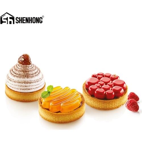 SHENHONG New Arrival Tart Cake Mold For Baking Dessert Ring Art Mousse Silicone 3D Mould Silikonowe Moule Pastry Tartlet Pan