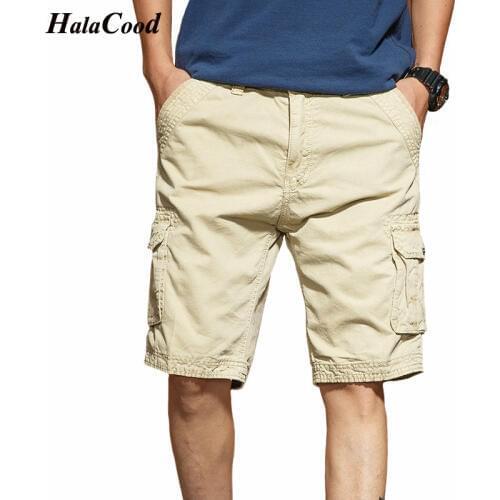 Hot Fashion New Men Cargo Shorts Male Cotton Casual Loose Short Pants Military Summer Style Knee Length Plus Size Shorts Men Fat