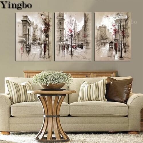 Nordic city street art 3pcs DIY 5D Diamond Painting kits houses Embroidery Cross Stitch Diamond Rhinestone Mosaic Gift decor