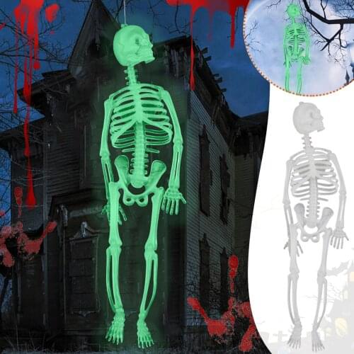 20cm alloween Hanging Luminous Skeleton Decoration Skeleton for Halloween Party Bar Wall Sticker Decorations Outdoor Yard Garden