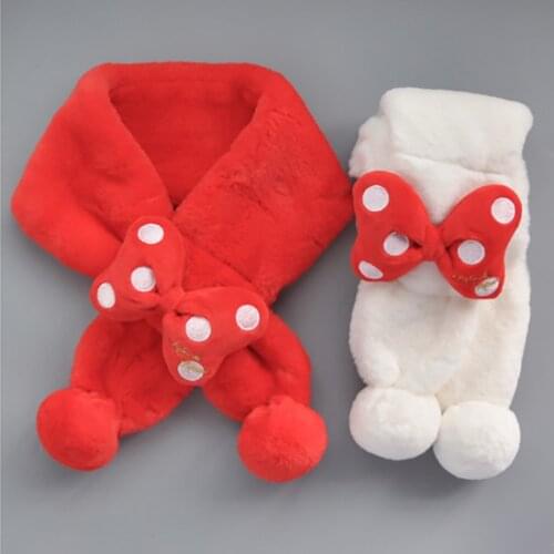 Disney Minnie Mouse Warm Scarf 2021 Fashion Cartoon Dots Baby Girls Neckerchief Infant Cute Bow Scarves