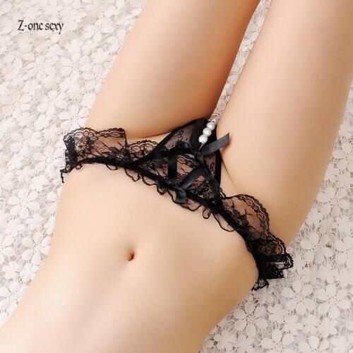 Womens panties Lace open crotch t-shaped pants massage pearl fun underwear womens sexy transparent hot sex free t-pants large