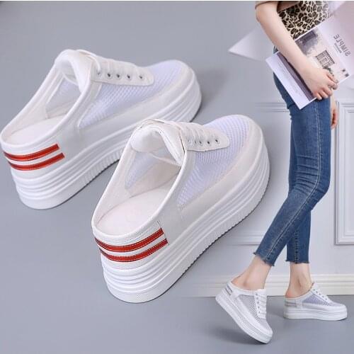 Shoes Slippers Flat Slides Fretwork Heels Fashion Platform Loafers Med Slipers Women Luxury 2020 Summer PU Cotton Fabric Rubber