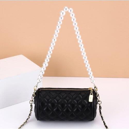 All-Match Pearl Chain Female Bag 2021 Famous Banquet Messenger Bag Summer Dress Bag Fashion Rhombic Soft Leather Shoulder Bag