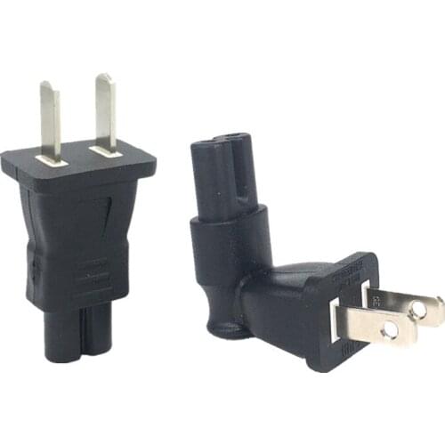 US NEMA 5-15P 2-pin power cable plug to IEC C7 figure 8 receptacle plug adapter converter 10A 125V AC