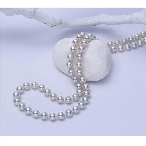 Gorgeous AAA 9-10mm south sea round white pearl necklace 18inch 14K Gold Clasp KKK