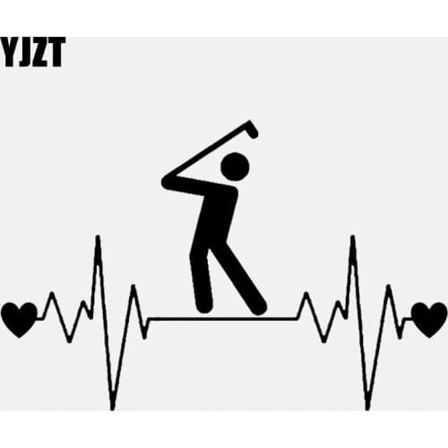 YJZT 13.7CM*9CM Golf Ball Driver Heartbeat Lifeline Vinyl Black/Silver Motorcycle Car Sticker C22-1180