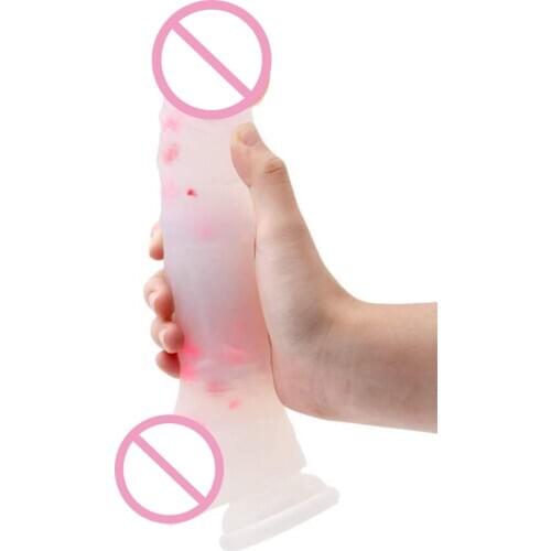 Jelly Liquid Silicone Big Sucker Soft Penis Real Touch Color Particles Female Masturbation Big Penis