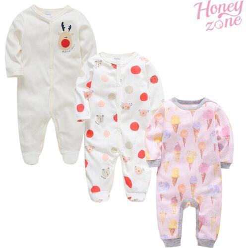 Honeyzone Baby Winter Girls Clothes Keep Warm Cotton Full Sleeve ropa para bebe Baby Boys Rompers Cartoon Print Baby Pajamas