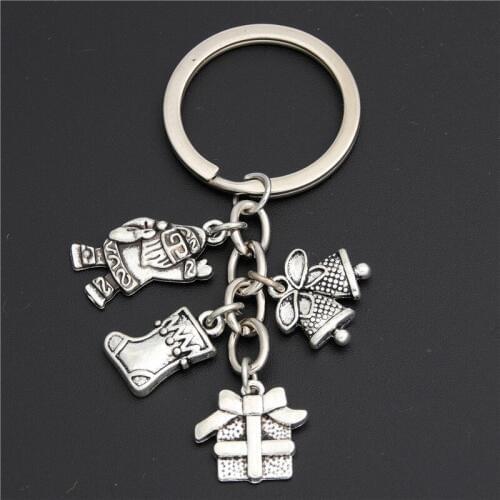 1pc Keychain Keyring Santa Claus Christmas Gift Box Snowman Boys Girls Key Chain For Bag Gifts E2116