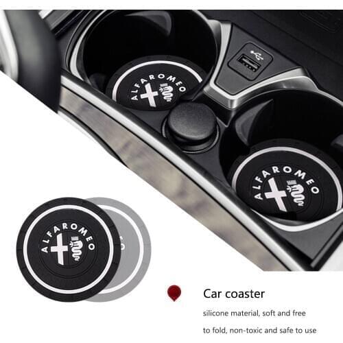 2PCS Car cup anti-slip pad Epoxy Cup Holder Mat Pad Bottle Built-in car styling for Italy ALFA ROMEO 147 159 156 Mito Giulietta